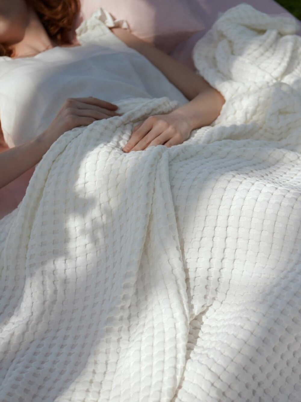 Cooling Waffle Blanket for Hot Sleepers, Ivory, Queen, 90"x90"